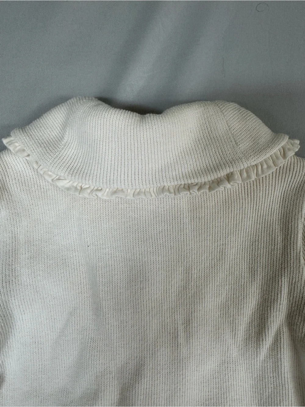 Ralph Lauren Baby Girls Ivory Ruffle Cardigan Sweater 12M Floral Embroidered